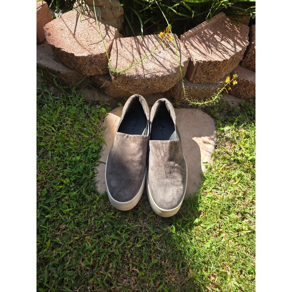 Vince Blair 5 Grey Suede Slip On Platform Sneakers Womens Size 8 M EUR 38